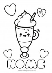 Disegno gratuito Carino Kawaii Caffè Bevanda Dolci, zuccherini Gelato