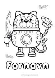 Gratis fargelegging Robot Katt Fiske Dyr Hunder og katter