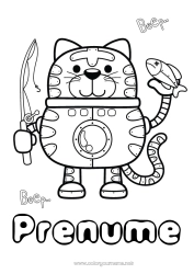 Pagină de colorat personalizată Robot Pisică Pește Animal Câini și pisici