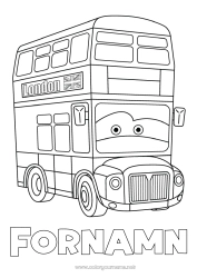 Gratis färgläggning Fordon London Storbritannien Buss, bil Land Kollektivtrafik på land Tecknad serie Fordon karaktärer