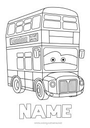 Free coloring London United Kingdom Bus, coach Country Ground public transport Cartoon Character vehicles