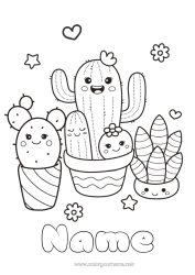 Free colouring Cute Cactus