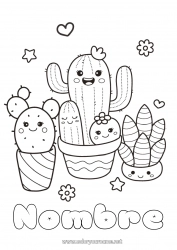 Colorear para personalizar Kawaii Cactus