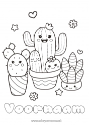 Gratis kleurplaat Kawaii Cactus