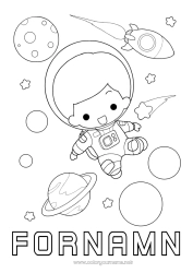 Färgläggningssida att anpassa Raket Utrymme Planeter och solsystem Astronaut Astronomi Luftfartyg Utforskningsyrken
