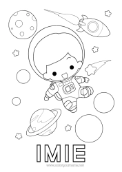 Kolorowanka do personalizacji Rakieta Przestrzeń Planety i układ słoneczny Astronauta Astronomia Pojazdy powietrzne Zawody eksploracyjne