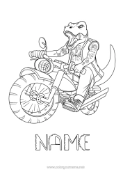 Free colouring Dinosaurs Vehicles Animal Motorbike Two-wheeled vehicles