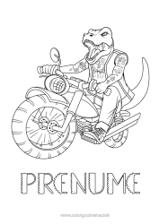 Pagină de colorat personalizată Dinozauri Vehicule Animal Motocicletă Vehicule cu două roți