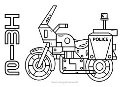 Kolorowanka do personalizacji Pojazdy Motocykl Policja Łatwe kolorowanki Pojazdy policyjne Pojazdy dwuśladowe Pojazdy ratunkowe i awaryjne Zawody w dziedzinie bezpieczeństwa