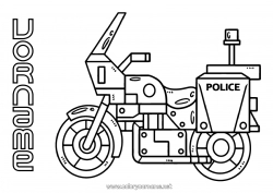 Kostenlose Malvorlage Fahrzeuge Motorrad Polizei Einfache Ausmalbilder Polizeifahrzeuge Zweiräder Véhicules de secours et d'urgence Sicherheitsberufe