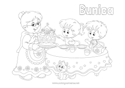Pagină de colorat pentru copii Tort Bunica La mulți ani! Copil