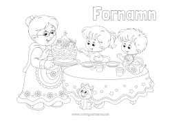Gratis färgläggning Kaka Mormor Grattis på födelsedagen Barn
