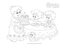 Free colouring Cake Grandma Happy birthday Child