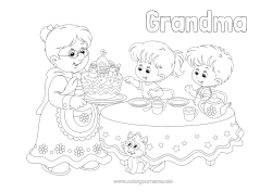 Free coloring Cake Grandma Happy feast day ! Child