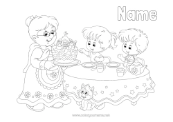 Free colouring Cake Grandma Happy birthday Child