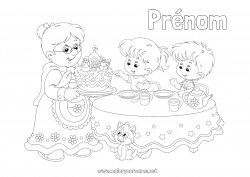 Coloriage gratuit Gâteau Mamie Bonne fête Enfant