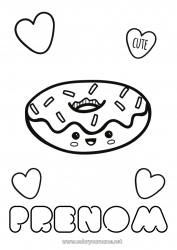 Coloriage gratuit Mignon Kawaii Donuts