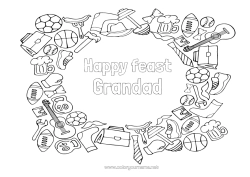 Free colouring Sport Dad Grandad Happy birthday