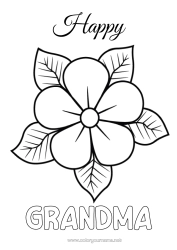 Free coloring Flowers Mum Grandma Happy feast day ! Easy coloring pages Hibiscus