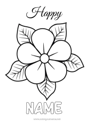 Coloring to customize Flowers Mum Grandma Happy feast day ! Easy coloring pages Hibiscus