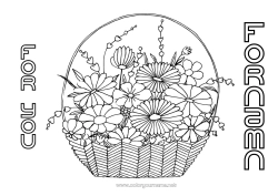 Gratis färgläggning Blommor Födelsedag Mamma Mormor Grattis på födelsedagen Korg