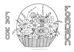 Gratis fargelegging Blomster Bursdag Mamma Bestemor God fest! Kurv