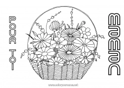 Coloriage enfant Fleurs Anniversaire Maman Mamie Bonne fête Panier