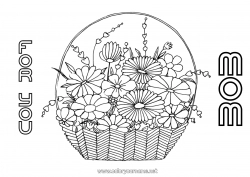 Child coloring page Flowers Birthday Mum Grandma Happy feast day ! Basket