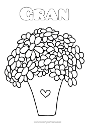 Free colouring Flowers Happy birthday Spring Vase