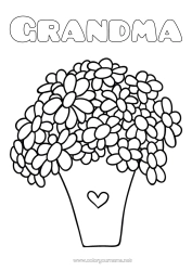 Free coloring Flowers Happy feast day ! Spring Vase