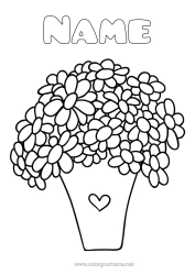 Free colouring Flowers Happy birthday Spring Vase