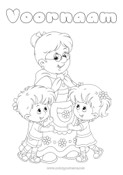 Gratis tekening Oma Fijne verjaardag Meisje Jongen Knuffelmoment