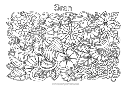 Free colouring Flowers Happy birthday