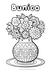 Pagină de colorat pentru copii Flori La mulți ani! Primăvară Vază