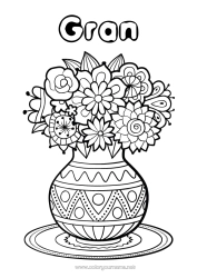 Free colouring Flowers Happy birthday Spring Vase