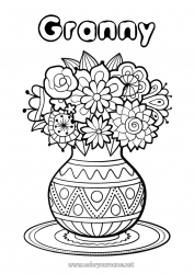 Child coloring page Flowers Happy feast day ! Spring Vase