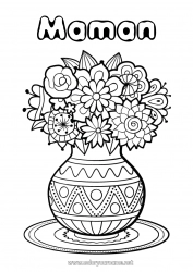 Coloriage enfant Fleurs Bonne fête Printemps Vase