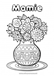 Coloriage enfant Fleurs Bonne fête Printemps Vase