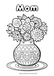 Child coloring page Flowers Happy feast day ! Spring Vase