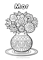 Farvelægningssiden for børn Blomster God fest Forår Vase
