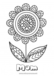 Child coloring page Flowers Mandala Happy feast day ! Spring Intermediate coloring pages