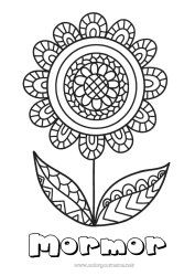 Färgläggningssida för barn Blommor Mandala Grattis på födelsedagen Vår Mellannivå färgläggningar