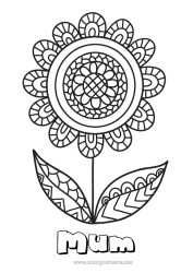 Free colouring Flowers Mandala Happy birthday Spring Intermediate colouring sheets