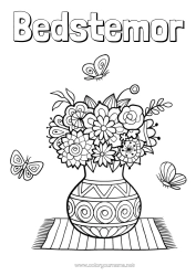 Gratis farvelægning Blomster God fest Sommerfugl Vase Insekter