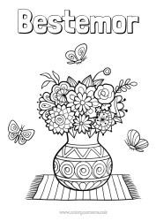 Gratis fargelegging Blomster God fest! Sommerfugl Vase Insekter