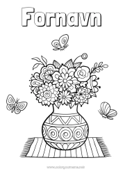 Fargeleggingssiden å tilpasse Blomster God fest! Sommerfugl Vase Insekter