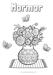 Gratis färgläggning Blommor Grattis på födelsedagen Fjäril Vas Insekter
