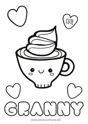 Child coloring page Cute Kawaii Coffee Drinks