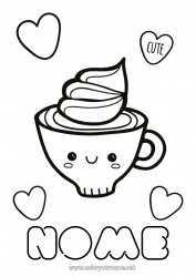 Colorare per personalizzare Carino Kawaii Caffè Bevanda