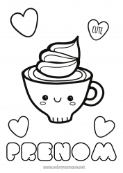 Coloriage enfant Mignon Kawaii Café Boisson